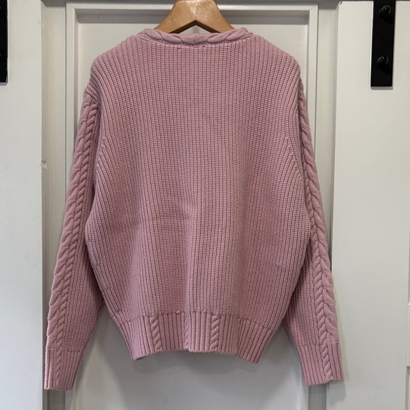 Ann Taylor Light Pink Cable Knit V-Neck Cardigan Sweater Size Medium - Picture 10 of 11